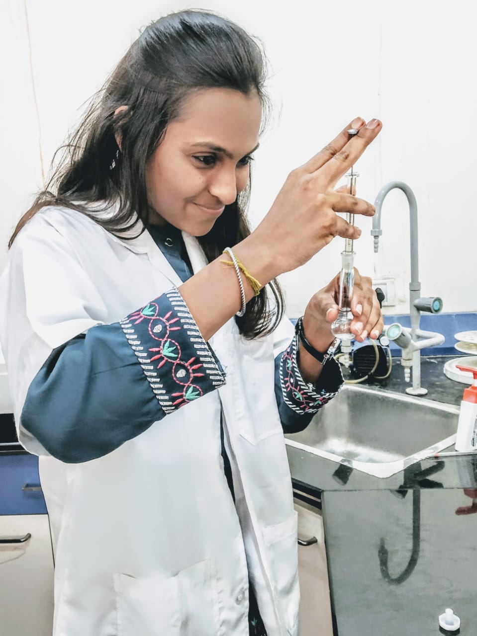 Student performing practical 3