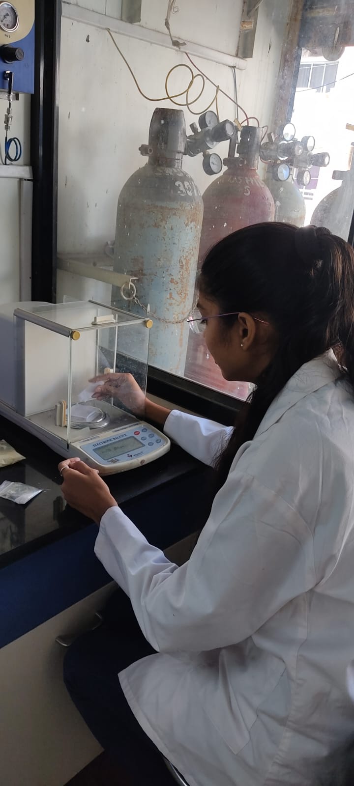 Student performing practical 4